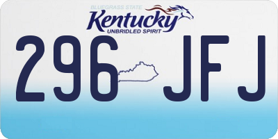KY license plate 296JFJ