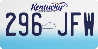 KY license plate 296JFW