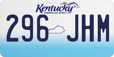 KY license plate 296JHM