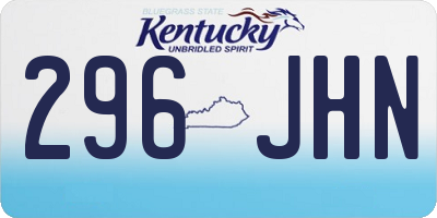 KY license plate 296JHN