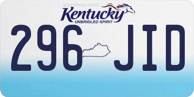 KY license plate 296JID