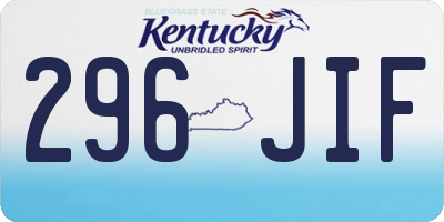KY license plate 296JIF