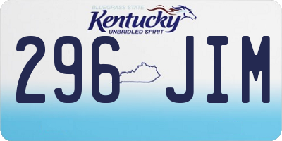KY license plate 296JIM