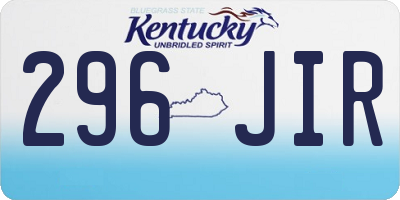 KY license plate 296JIR