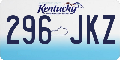 KY license plate 296JKZ