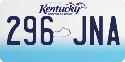 KY license plate 296JNA