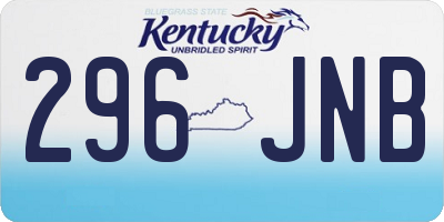 KY license plate 296JNB