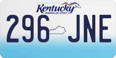 KY license plate 296JNE
