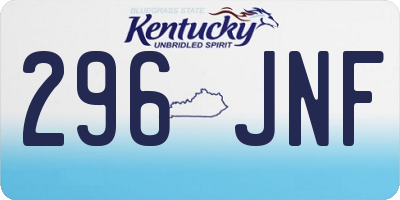 KY license plate 296JNF