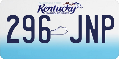 KY license plate 296JNP