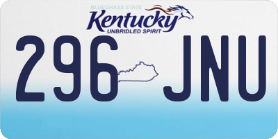 KY license plate 296JNU