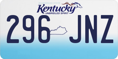 KY license plate 296JNZ