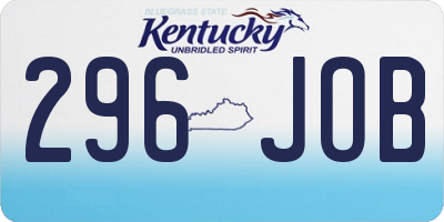 KY license plate 296JOB