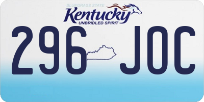 KY license plate 296JOC