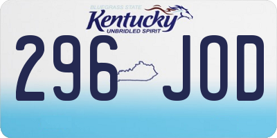 KY license plate 296JOD