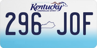 KY license plate 296JOF