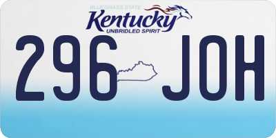 KY license plate 296JOH