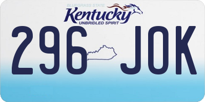 KY license plate 296JOK