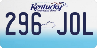 KY license plate 296JOL
