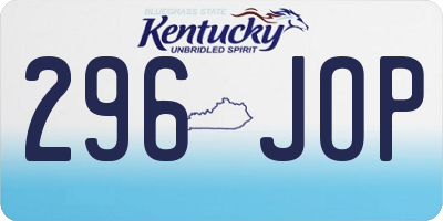 KY license plate 296JOP