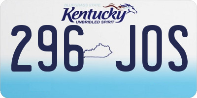 KY license plate 296JOS