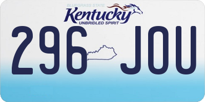 KY license plate 296JOU