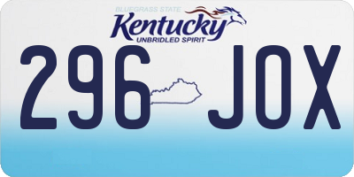 KY license plate 296JOX