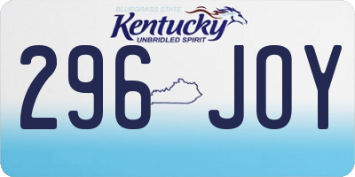 KY license plate 296JOY