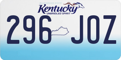 KY license plate 296JOZ
