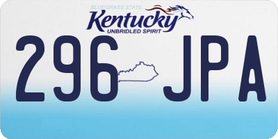 KY license plate 296JPA