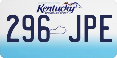 KY license plate 296JPE