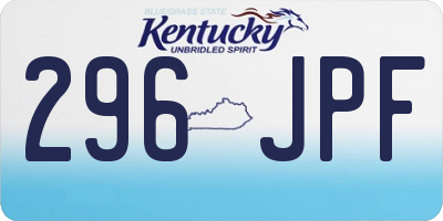 KY license plate 296JPF