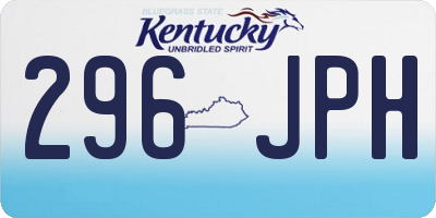 KY license plate 296JPH