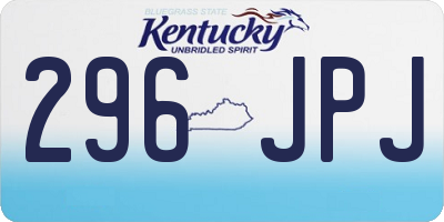 KY license plate 296JPJ