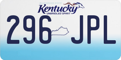 KY license plate 296JPL
