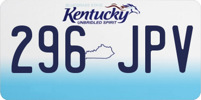 KY license plate 296JPV