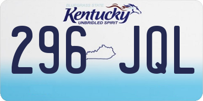 KY license plate 296JQL