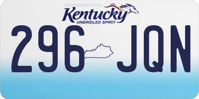 KY license plate 296JQN