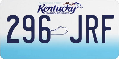 KY license plate 296JRF