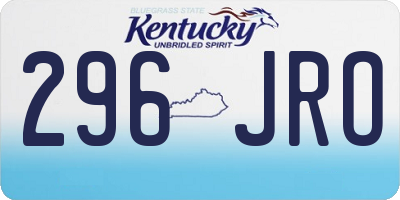 KY license plate 296JRO
