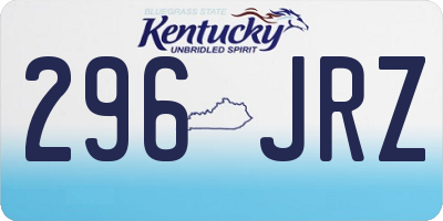 KY license plate 296JRZ