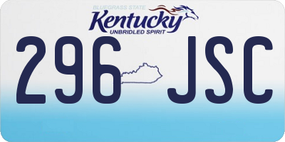 KY license plate 296JSC