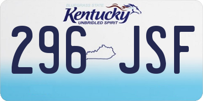 KY license plate 296JSF
