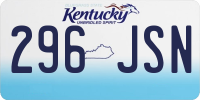 KY license plate 296JSN