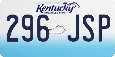 KY license plate 296JSP