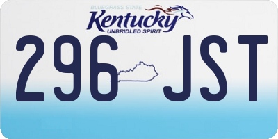 KY license plate 296JST