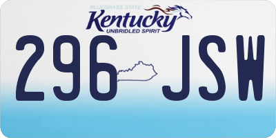 KY license plate 296JSW