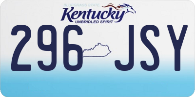 KY license plate 296JSY