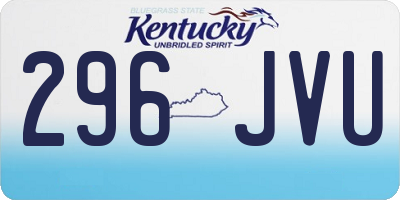 KY license plate 296JVU