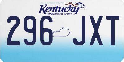 KY license plate 296JXT